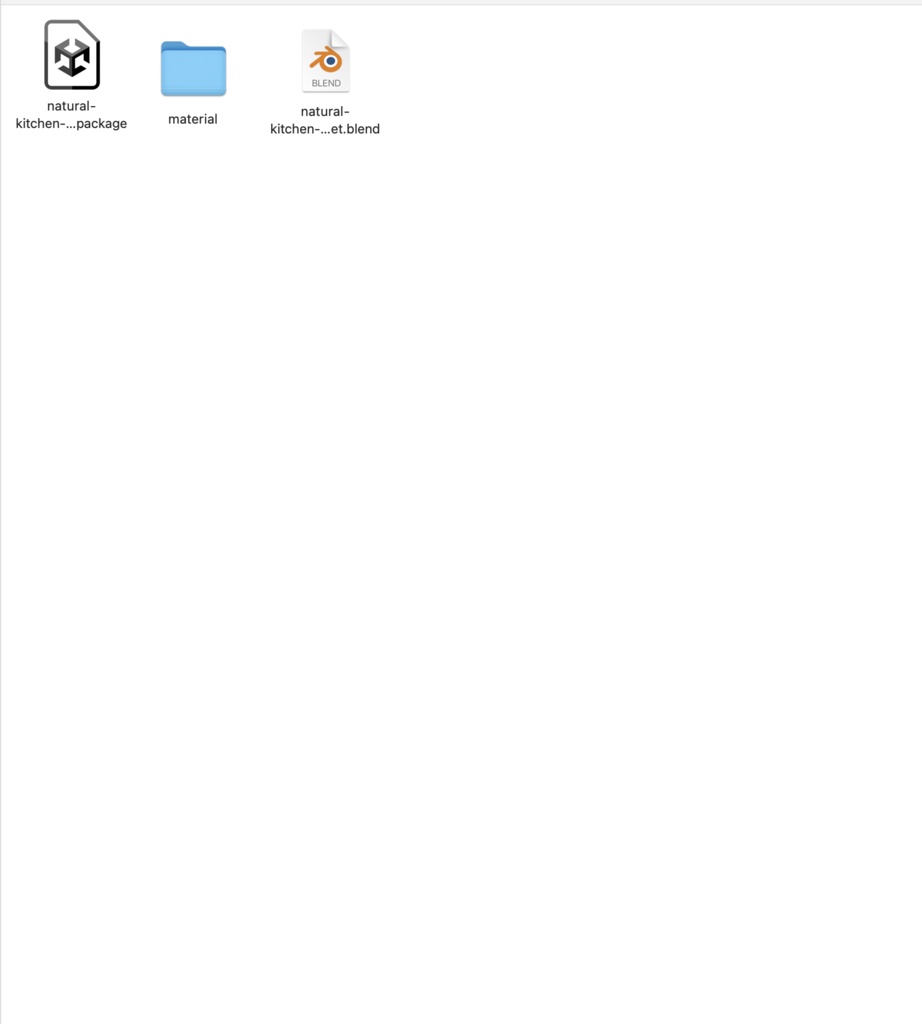 自然素材のキッチン収納+道具 80セット (unitypackage + blender)
