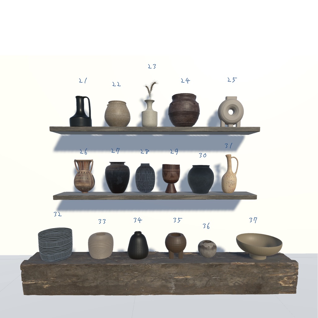 無料 0円 こだわりのやきもの70セット!!_unity package+FBX