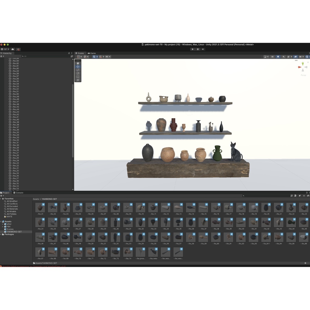 無料 0円 こだわりのやきもの70セット!!_unity package+FBX