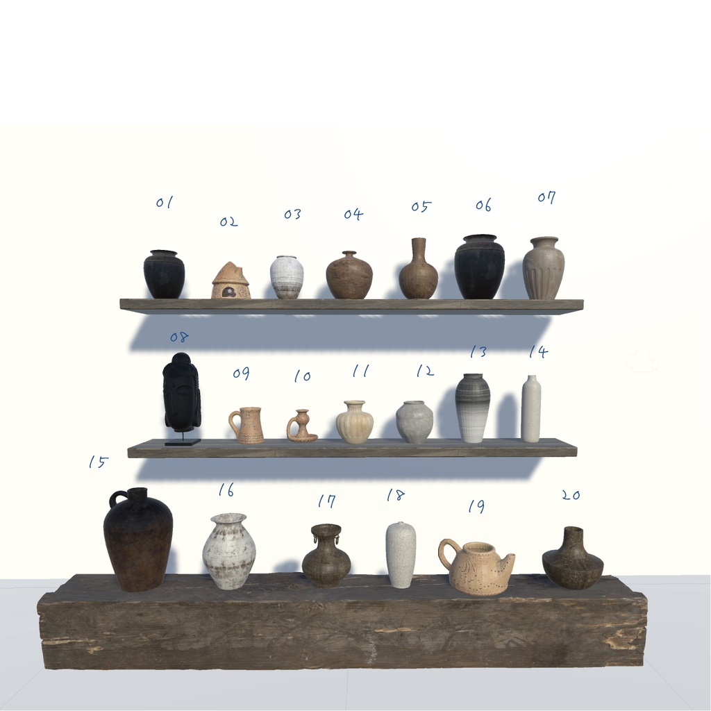 無料 0円 こだわりのやきもの70セット!!_unity package+FBX