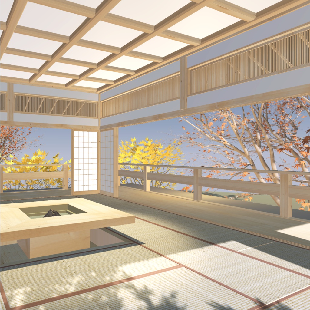 紅葉に囲まれた和室--温泉付き!-unitypackage