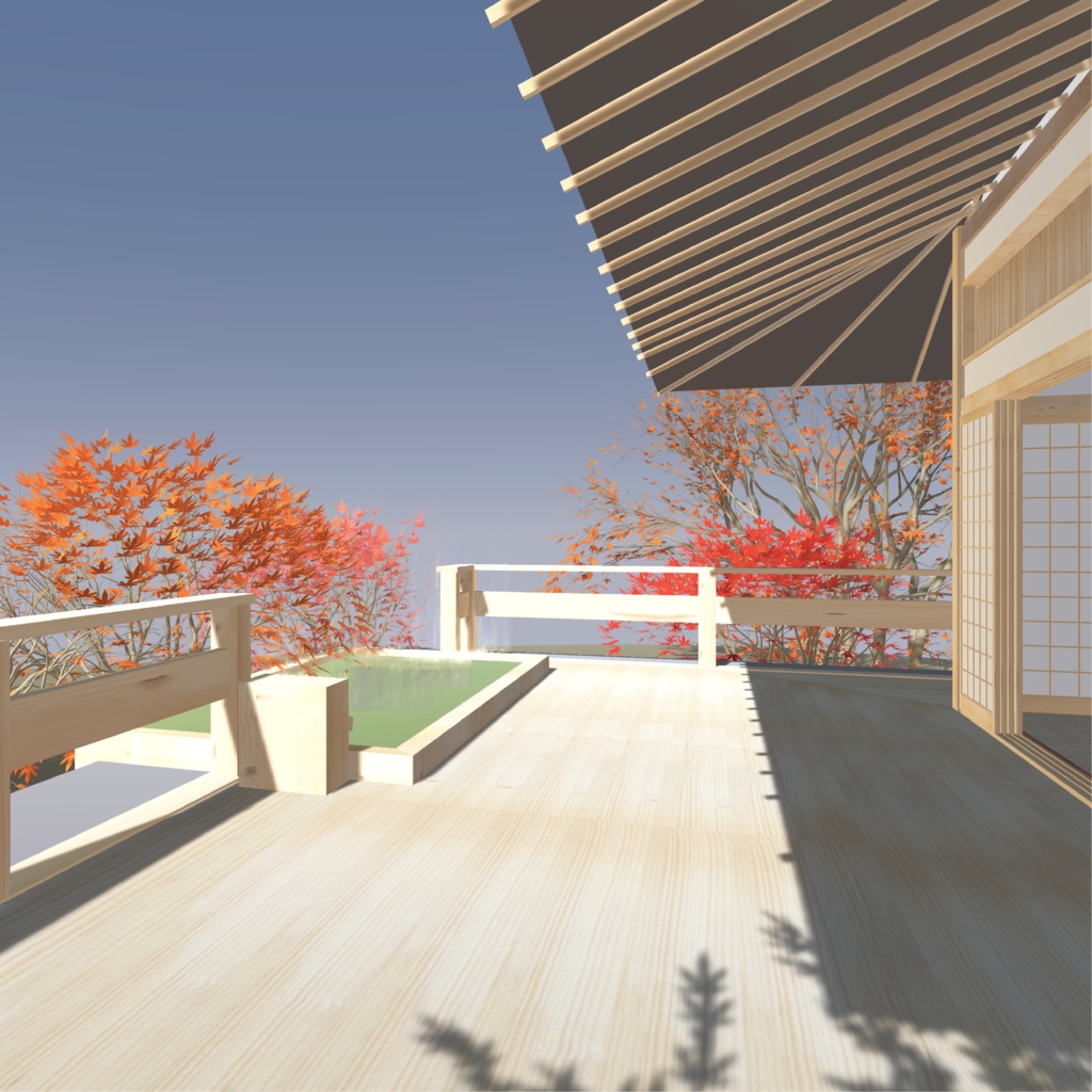 紅葉に囲まれた和室--温泉付き!-unitypackage