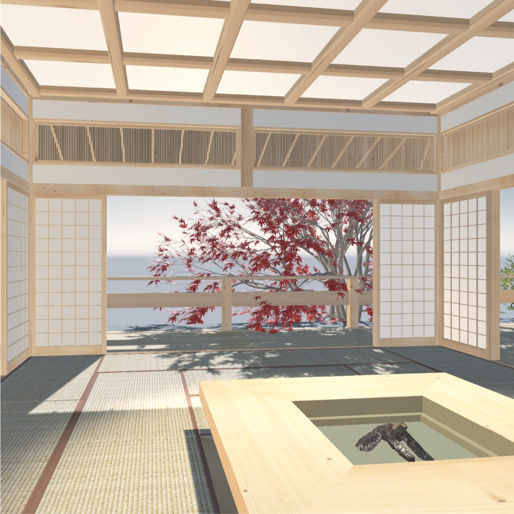 紅葉に囲まれた和室--温泉付き!-unitypackage