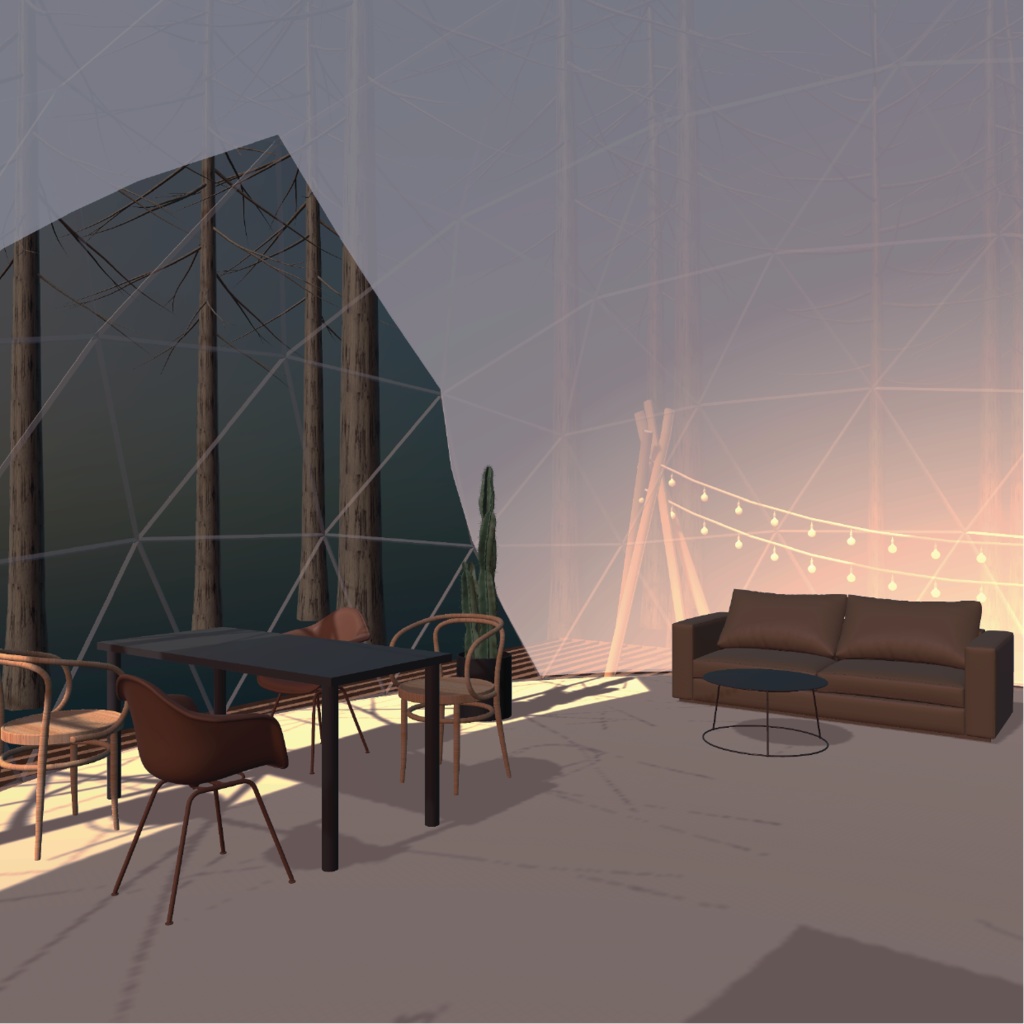 冬のドームテントでグランピング_unity package+FBX