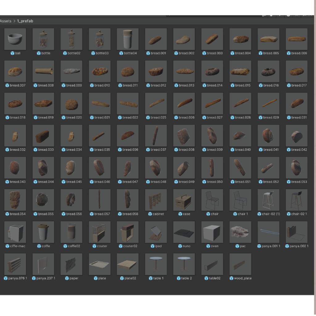 パン屋さんを始める為の20セット+パン47個_合計70セットunitypackage+FBX