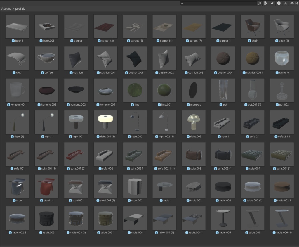 リビング家具_53セット_unitypackage+FBX