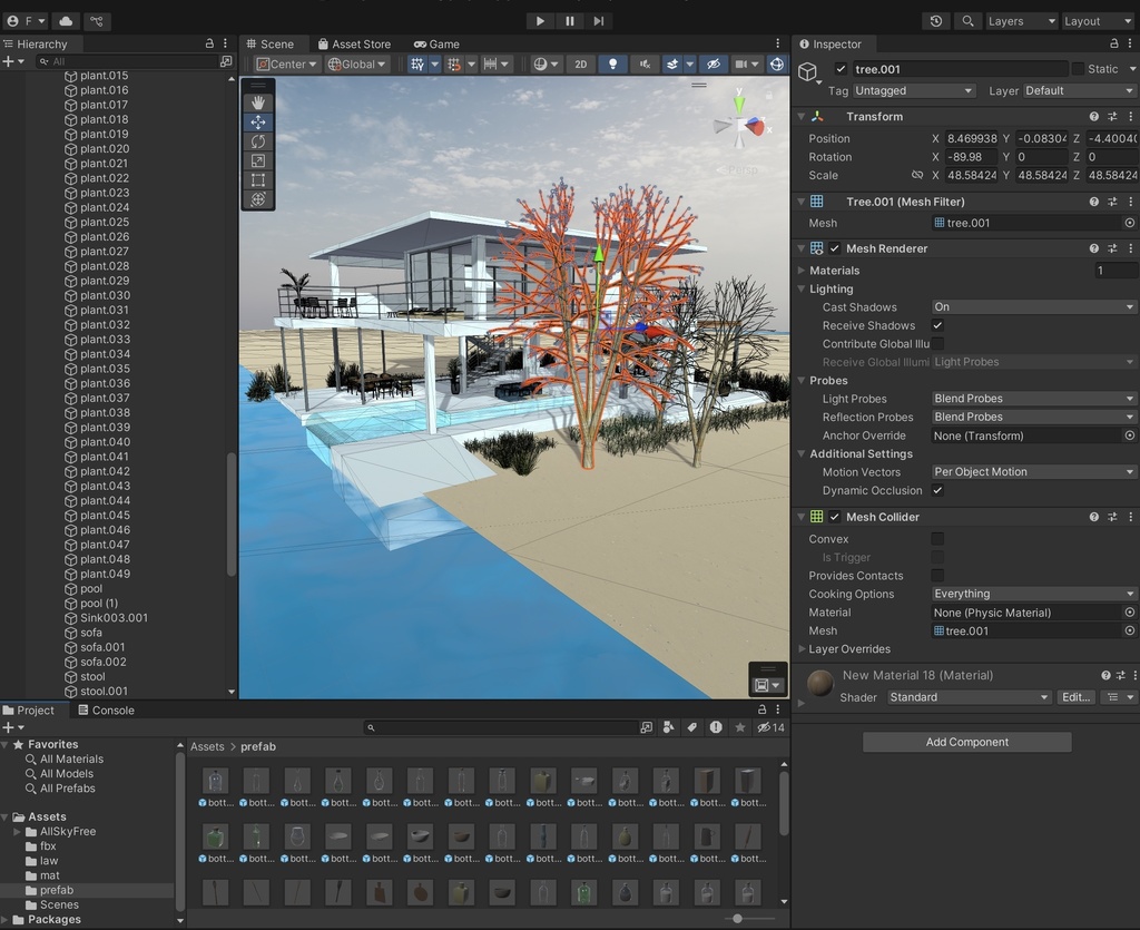 海辺の別荘 + 家具70セット!unitypackage+FBX