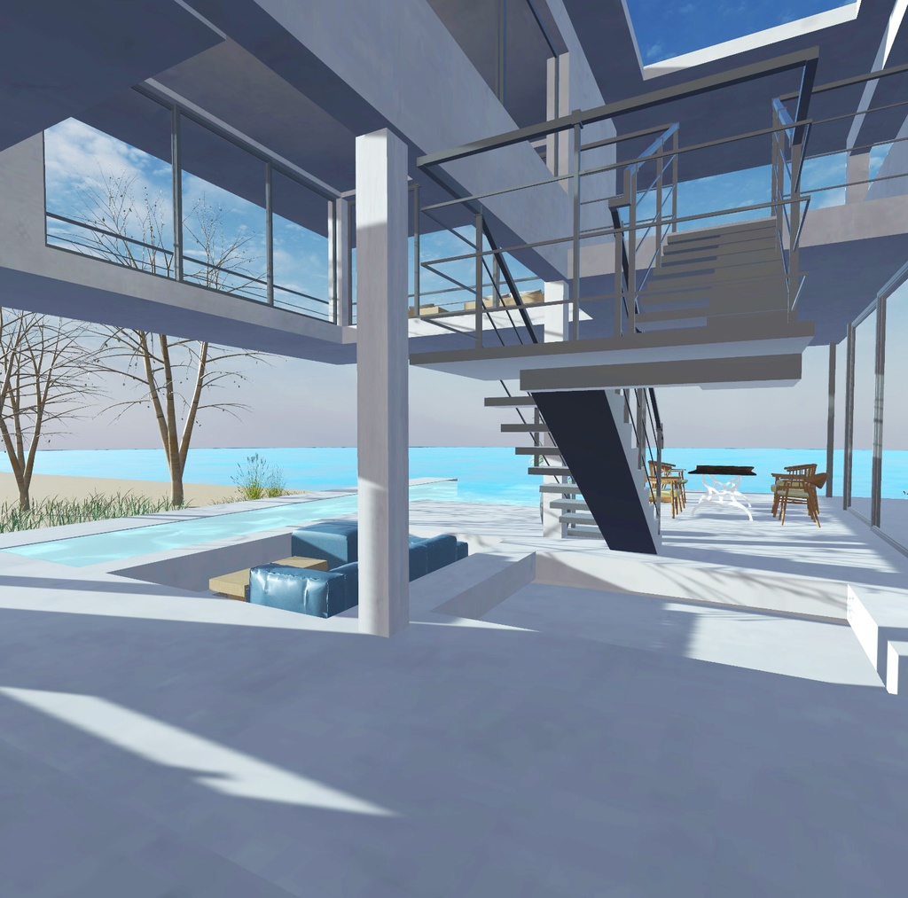 海辺の別荘 + 家具70セット!unitypackage+FBX