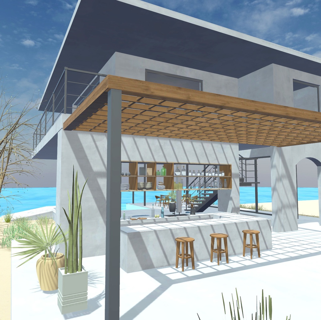 海辺の別荘 + 家具70セット!unitypackage+FBX