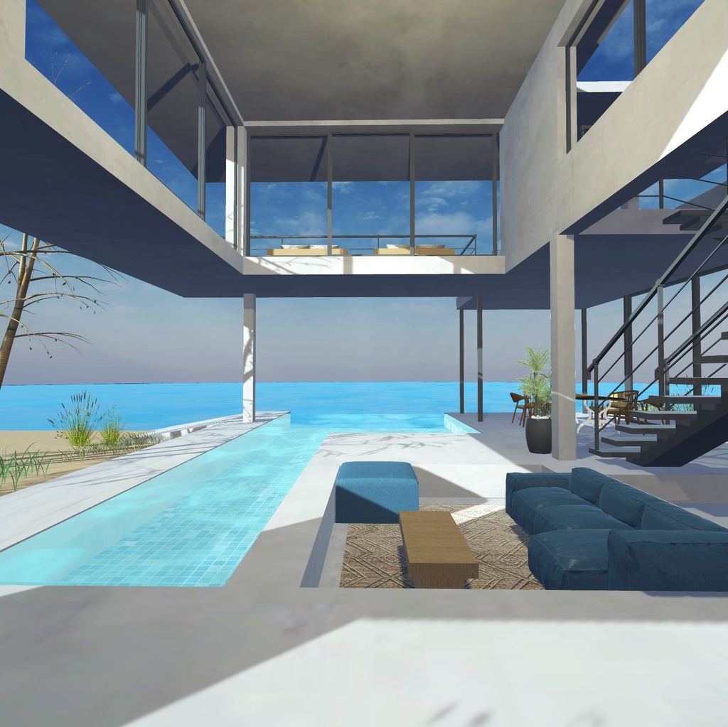 海辺の別荘 + 家具70セット!unitypackage+FBX