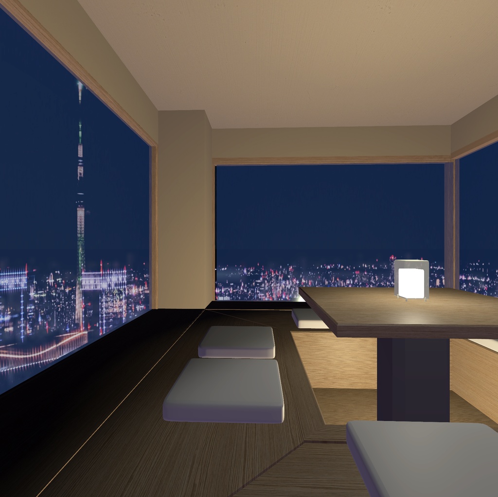 みんなで集まろう!夜景の見える静かな個室_unitypackage+Blender