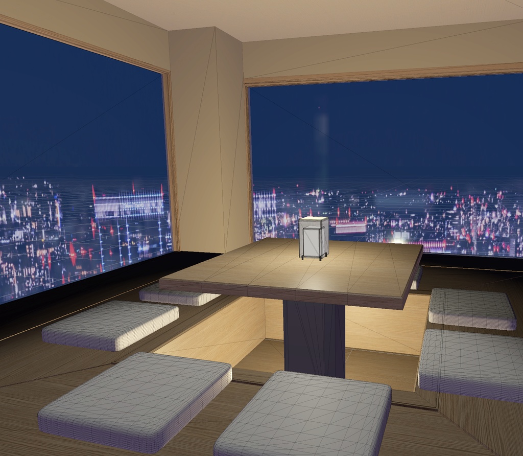 みんなで集まろう!夜景の見える静かな個室_unitypackage+Blender