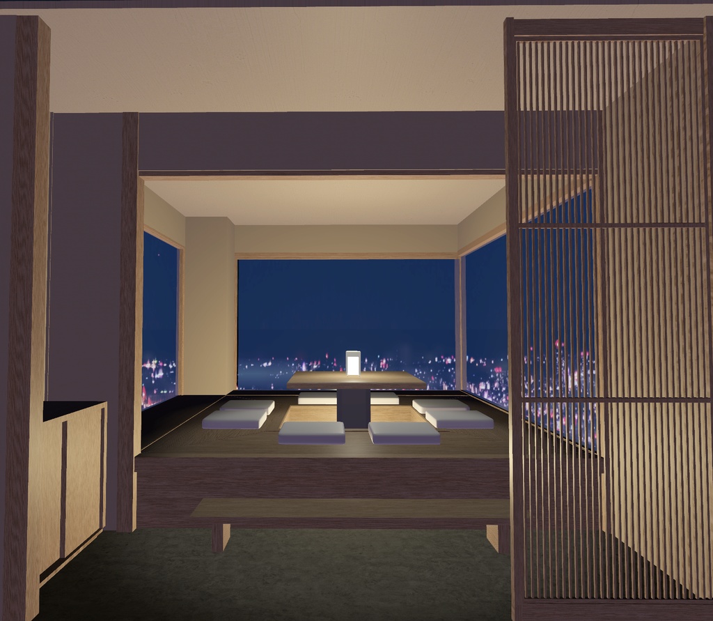 みんなで集まろう!夜景の見える静かな個室_unitypackage+Blender