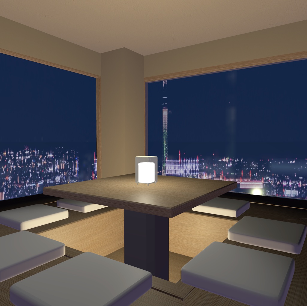 みんなで集まろう!夜景の見える静かな個室_unitypackage+Blender