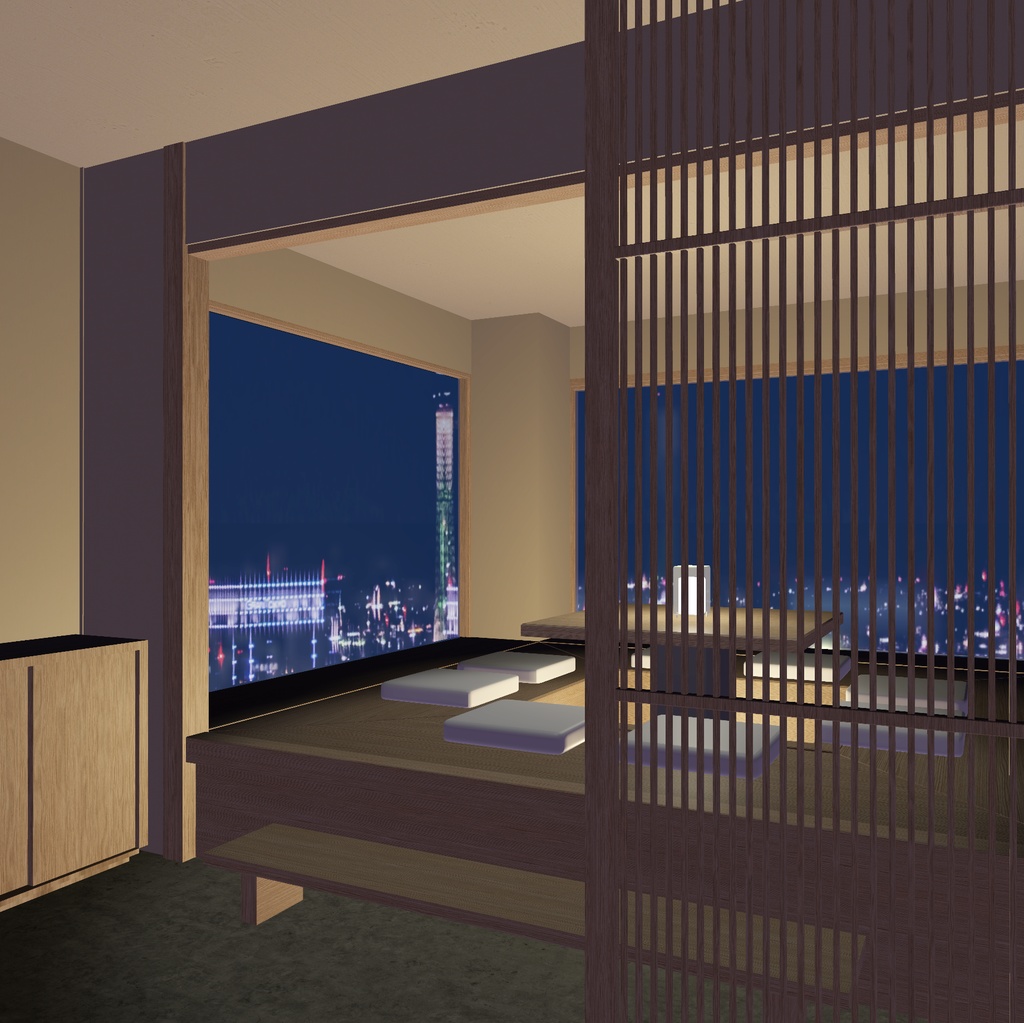 みんなで集まろう!夜景の見える静かな個室_unitypackage+Blender