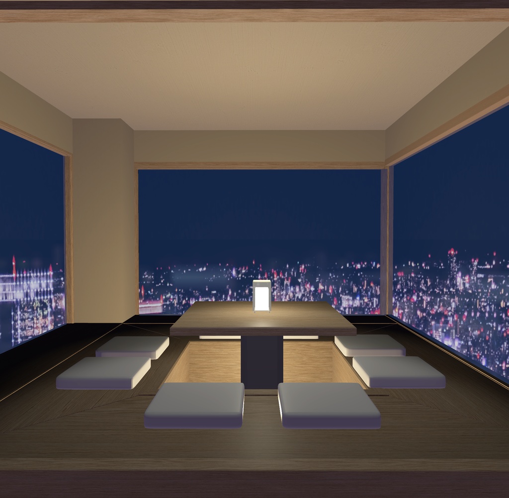 みんなで集まろう!夜景の見える静かな個室_unitypackage+Blender