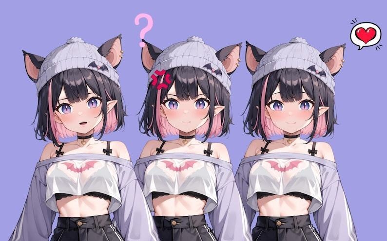 Premade VTuber - Cute Bat Girl voor vtube-studio als een schattig roze, full body vtuber animal girl live2d-model aanpasbaar