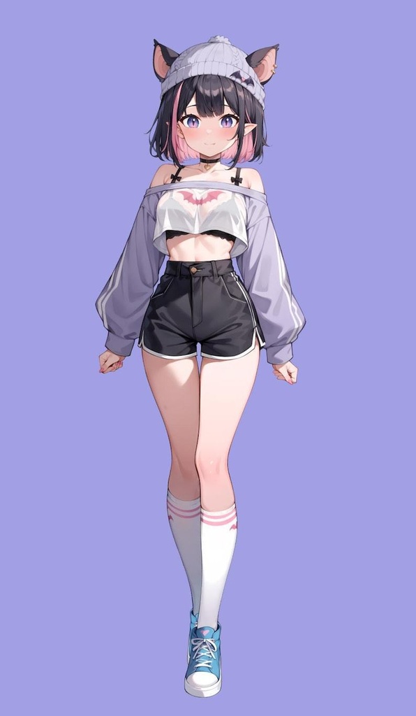 Premade VTuber - Cute Bat Girl voor vtube-studio als een schattig roze, full body vtuber animal girl live2d-model aanpasbaar