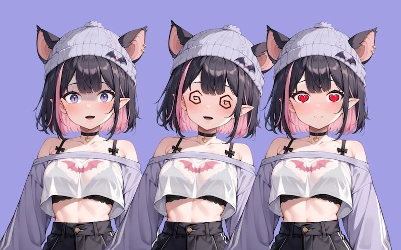 Premade VTuber - Cute Bat Girl voor vtube-studio als een schattig roze, full body vtuber animal girl live2d-model aanpasbaar