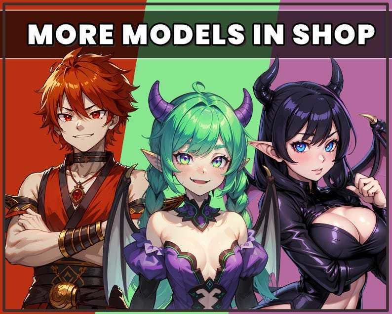 Premade VTuber Witch Mage Girl for vtube studio as a cute Purple, white full body vtuber witch girl full rigged live2d model