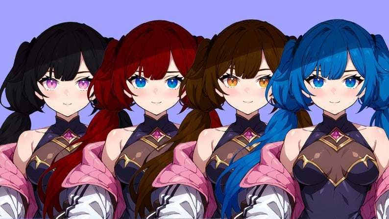 Premade VTuber Witch Mage Girl for vtube studio as a cute Purple, white full body vtuber witch girl full rigged live2d model