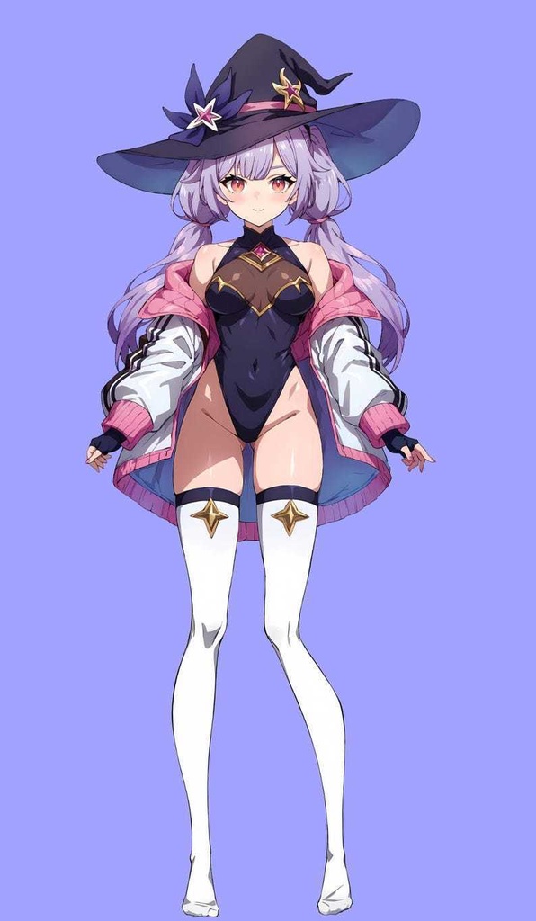 Premade VTuber Witch Mage Girl for vtube studio as a cute Purple, white full body vtuber witch girl full rigged live2d model