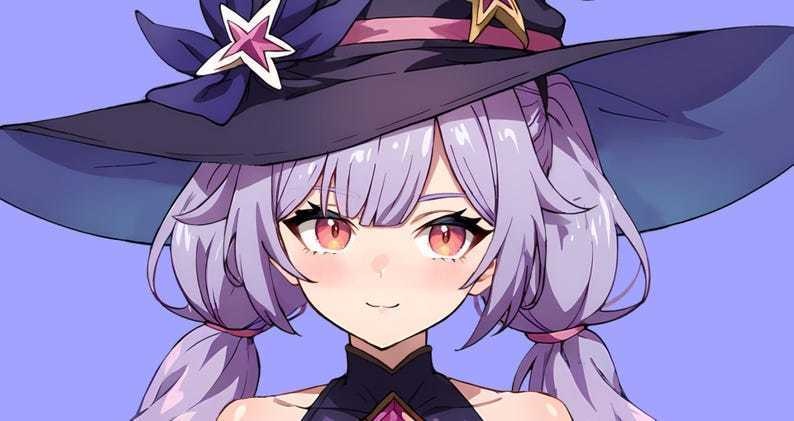 Premade VTuber Witch Mage Girl for vtube studio as a cute Purple, white full body vtuber witch girl full rigged live2d model