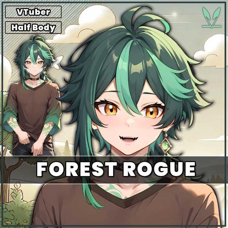 Ready to Use Vtuber, Forest Rogue Boy - Premade & Presetup model ready for streaming - Vtube Studio - Twitch - Commercial use - Fully Rigged