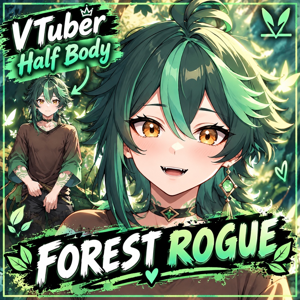 Ready to Use Vtuber, Forest Rogue Boy - Premade & Presetup model ready for streaming - Vtube Studio - Twitch - Commercial use - Fully Rigged