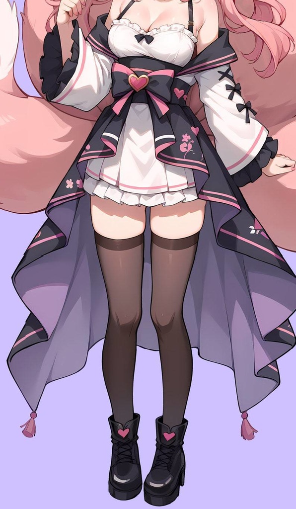 VTuber - Pink Kitsune Girl for vtube studio as a cute Pink, full body vtuber cat fox girl live2d model customizable