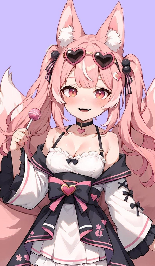 VTuber - Pink Kitsune Girl for vtube studio as a cute Pink, full body vtuber cat fox girl live2d model customizable