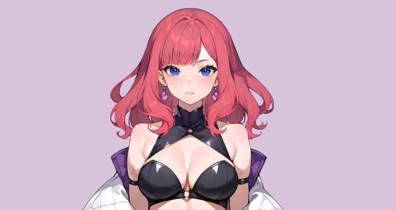 VTuber - Purple Demoness Succubus Girl for vtube studio as a cute Purple, white half body vtuber demon goth girl live2d model