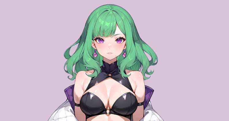 VTuber - Purple Demoness Succubus Girl for vtube studio as a cute Purple, white half body vtuber demon goth girl live2d model