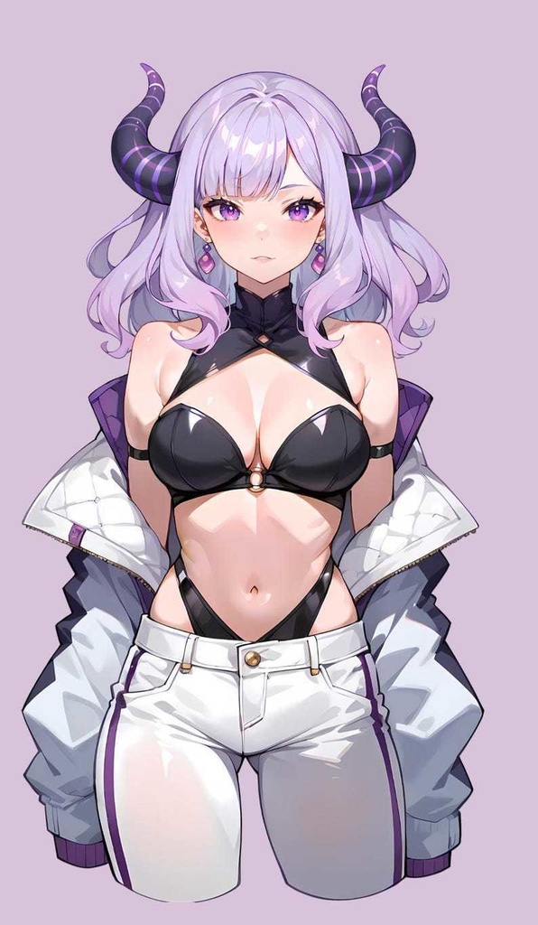 VTuber - Purple Demoness Succubus Girl for vtube studio as a cute Purple, white half body vtuber demon goth girl live2d model