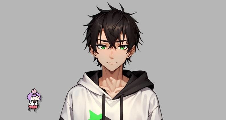 Mannelijk premade VTuber-model - Gamer Boy voor vtube-studio als een coole, aanpasbare, gekleurde full body vtuber mannelijke 2d vtuber