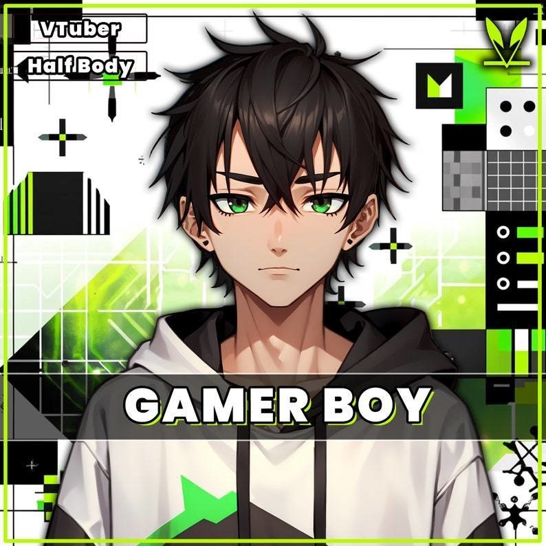 Mannelijk premade VTuber-model - Gamer Boy voor vtube-studio als een coole, aanpasbare, gekleurde full body vtuber mannelijke 2d vtuber