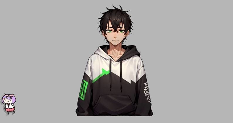Mannelijk premade VTuber-model - Gamer Boy voor vtube-studio als een coole, aanpasbare, gekleurde full body vtuber mannelijke 2d vtuber