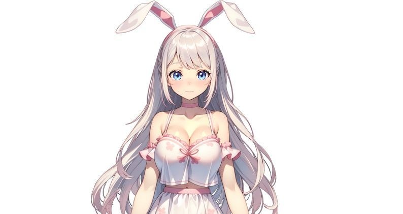 VTuber - Cute Bunny girl for vtube studio as a pink, white half body vtuber animal female live2d model with customizable colors