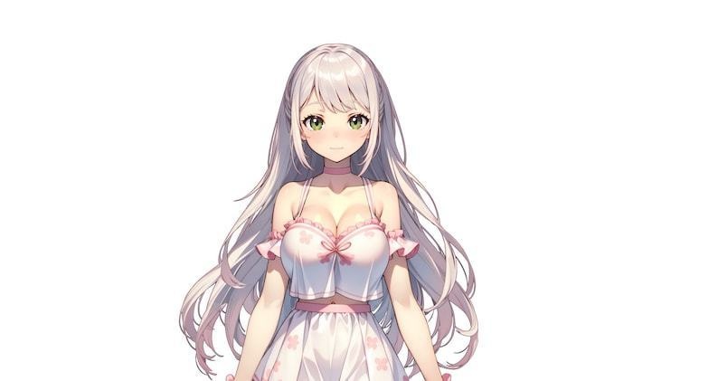 VTuber - Cute Bunny girl for vtube studio as a pink, white half body vtuber animal female live2d model with customizable colors