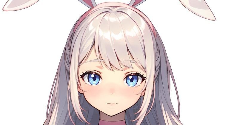 VTuber - Cute Bunny girl for vtube studio as a pink, white half body vtuber animal female live2d model with customizable colors