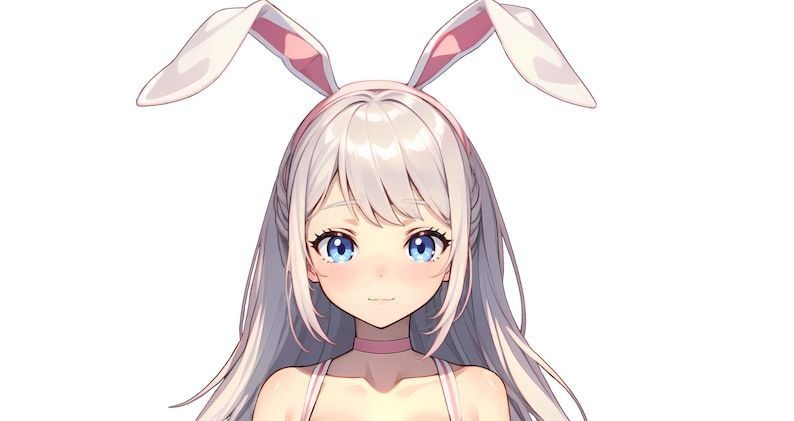 VTuber - Cute Bunny girl for vtube studio as a pink, white half body vtuber animal female live2d model with customizable colors