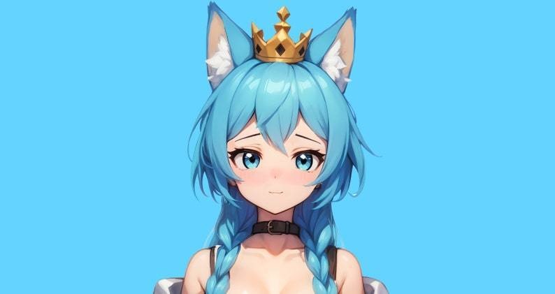 Cat / Fox VTuber Girl Model for vtube studio as a blue vtuber fox cat girl live2d model