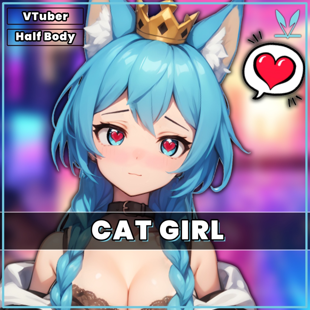 Cat / Fox VTuber Girl Model for vtube studio as a blue vtuber fox cat girl live2d model