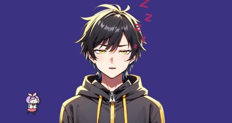 Male premade VTuber model - Hoodie Boy for vtube studio as a cool customizable colored full body vtuber male 2d vtuber