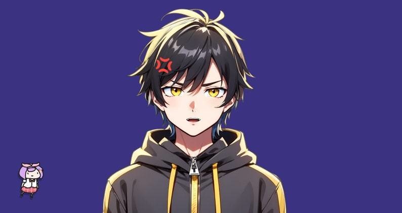 Male premade VTuber model - Hoodie Boy for vtube studio as a cool customizable colored full body vtuber male 2d vtuber