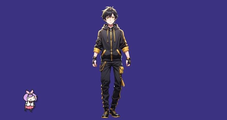 Male premade VTuber model - Hoodie Boy for vtube studio as a cool customizable colored full body vtuber male 2d vtuber
