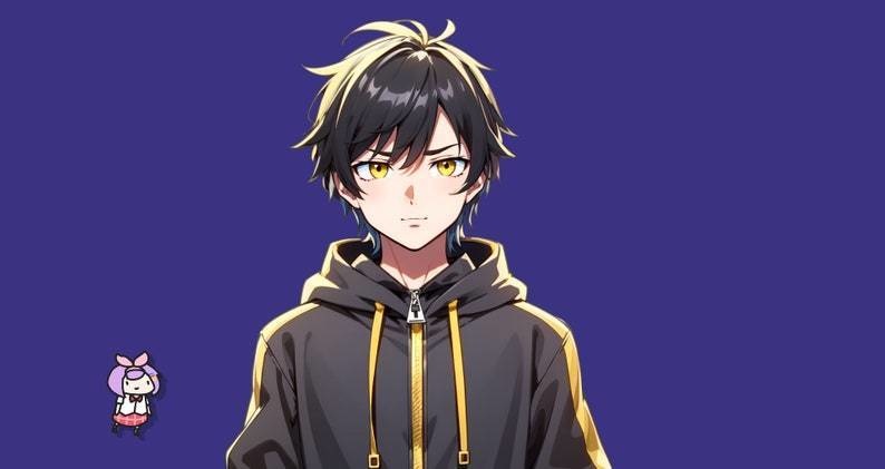 Male premade VTuber model - Hoodie Boy for vtube studio as a cool customizable colored full body vtuber male 2d vtuber