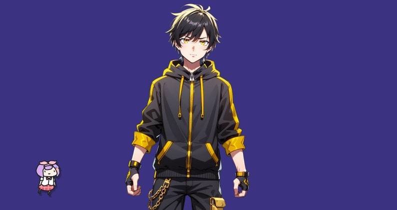 Male premade VTuber model - Hoodie Boy for vtube studio as a cool customizable colored full body vtuber male 2d vtuber