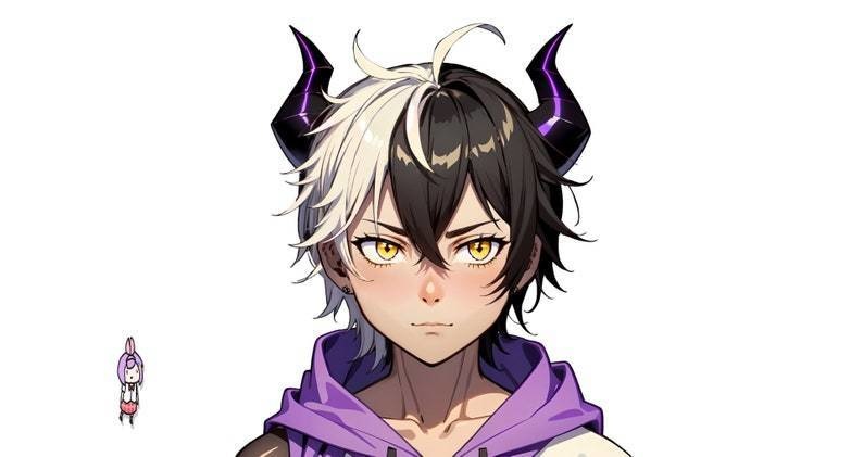 Premade VTuber model male - Dark Oni Boy for vtube studio as a cool full body vtuber male 2d vtuber