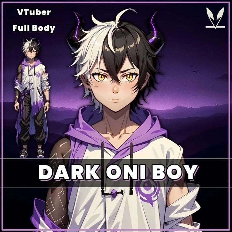 Premade VTuber model male - Dark Oni Boy for vtube studio as a cool full body vtuber male 2d vtuber